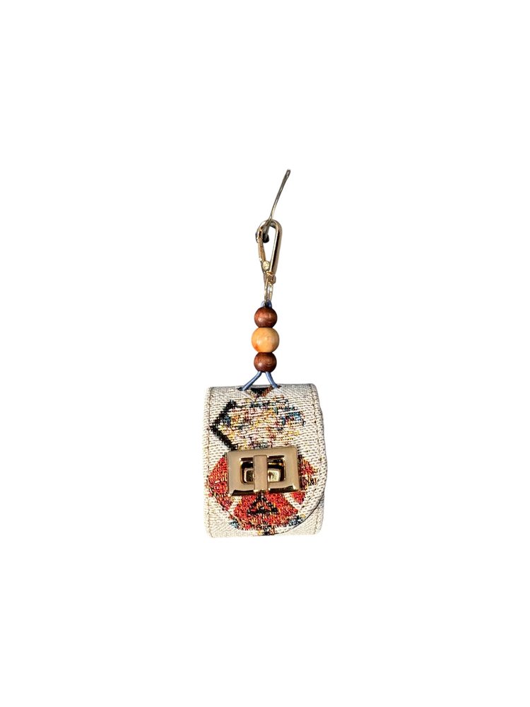 Kilim desenli AirPods charm, mavi
